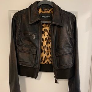 Dolce Gabbana leather bomber Jacket